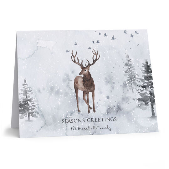 Snowy Deer Folded Holiday Cards